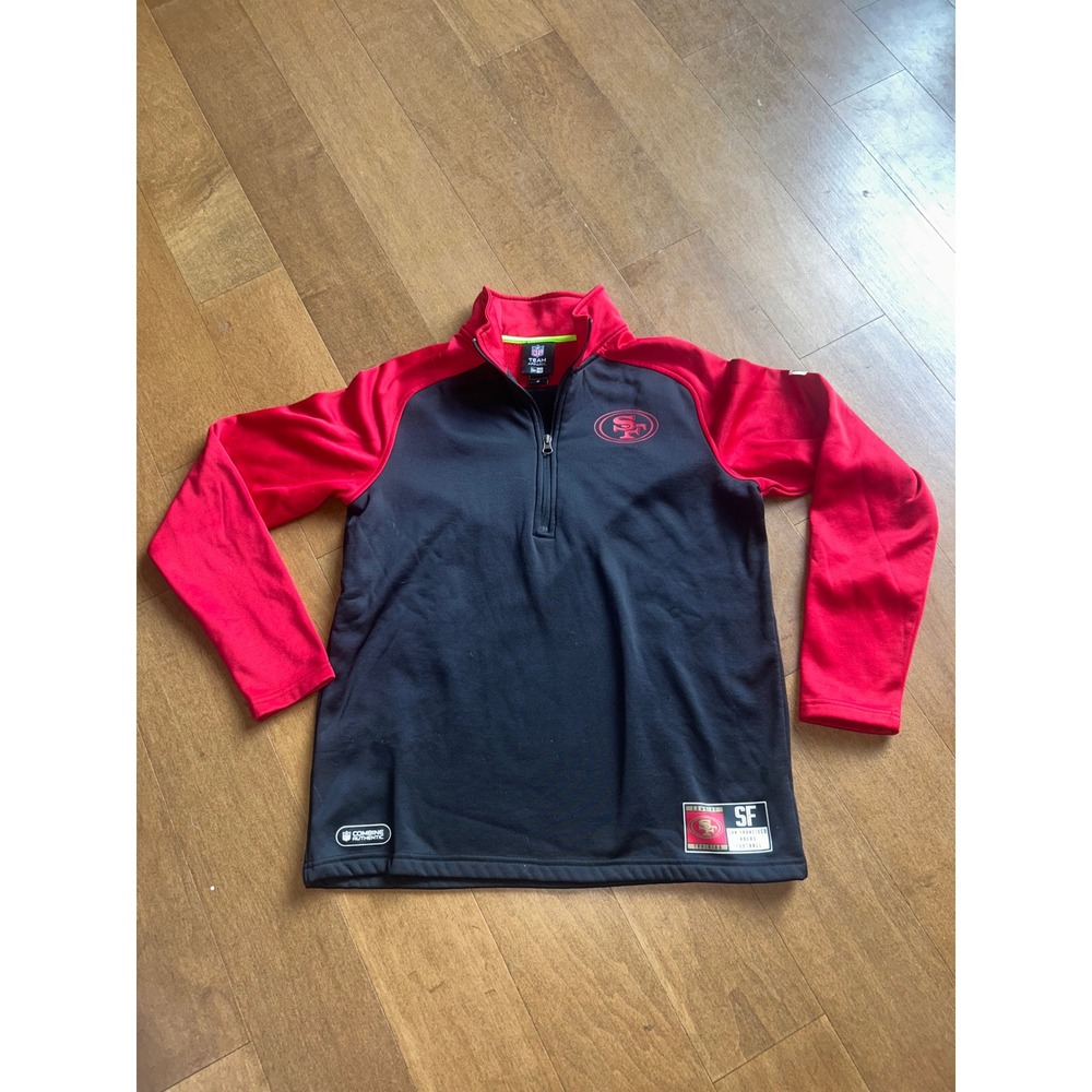 NFL Team Apparel San Francisco 49ers Combine Quarter Zip Pullover Black Red M